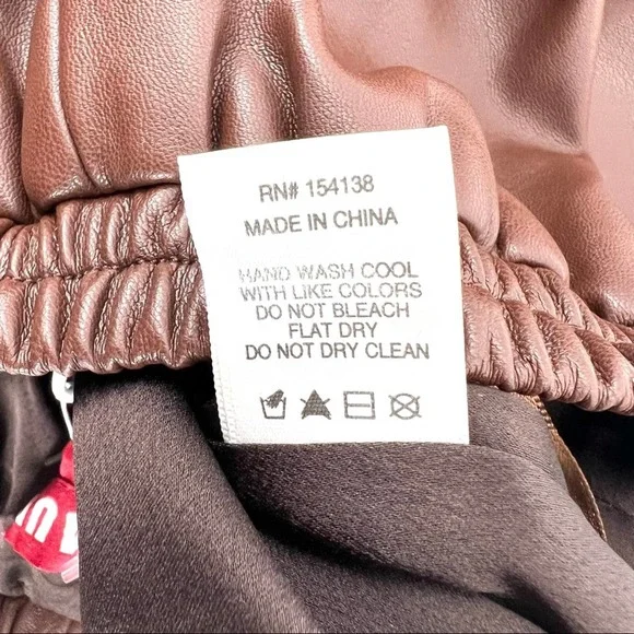 STAUD Clark Faux Vegan Leather Shorts SZ XS Bark Brown - Picture 12 of 13